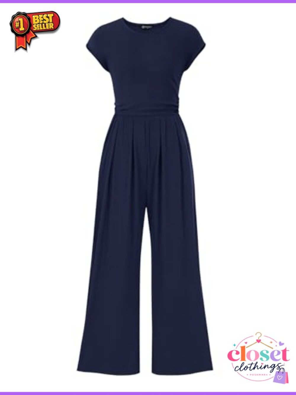 Women's Ribbed Wide Leg Jumpsuit with Pockets - Casual Summer One Piece